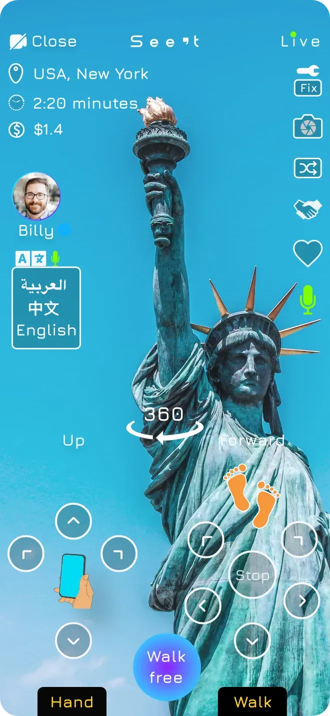 Traveler calling tour guide